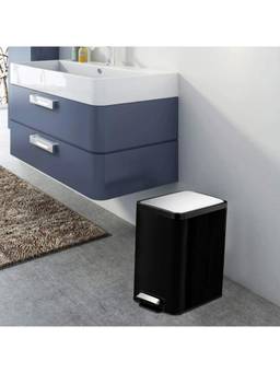 OBSESSIONS - Fingerprint Resistant Step Dustbin with Liner, 8 Litres, Black