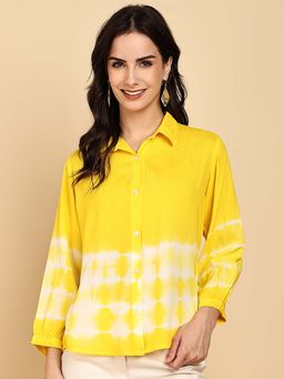 Maaesa - Women Casual Full Sleeves Relaxed Fit Yellow Shirt