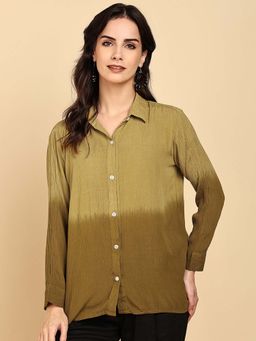 Maaesa - Women Casual Full Sleeves Regular Fit Green Shirt