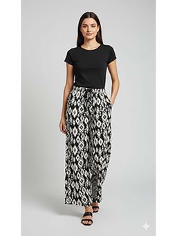NOBARR - Black Printed Wide Leg Rayon Pant
