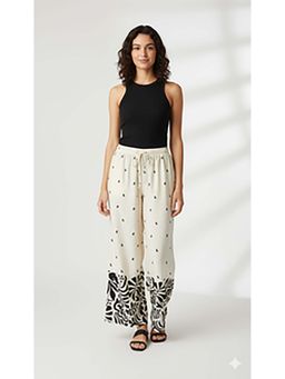 NOBARR - Off White Wide Leg Rayon Pant
