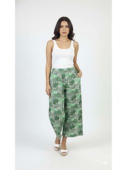 NOBARR - Green Printed Wide Leg Rayon Pant