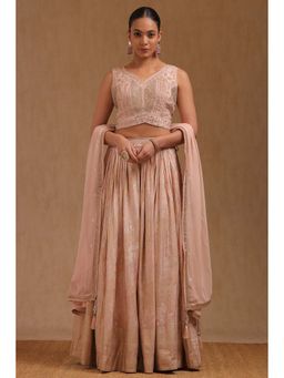 Soch - Womens Pink Art Silk Embroidered Lehenga With Choli & Dupatta