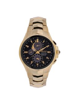 SEIKO - Analogue Mens Watch Black Dial Yellow Colored Strap