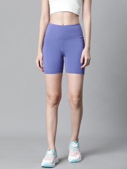 Athlisis - Women Purple Mid-Rise E-Dry Technology Training Or Gym Sports Shorts