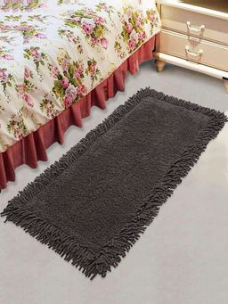 Saral Home - Cotton Dark Grey Shaggy Runner-45X120 Cm