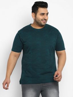 Urbano Plus - Mens Dark Green Printed Half Sleeve Regular Fit Cotton T-shirt