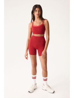 H&M - Women Red High Waist Cycling Shorts With Sculptmove