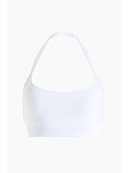 H&M - Women White Light Support Halterneck Sports Bra With Softmove