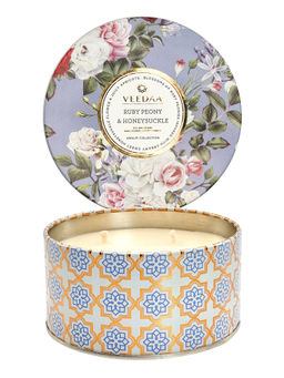VEEDAA - Ruby Peony & Honeysuckle 3 Wick Tin Scented Candle