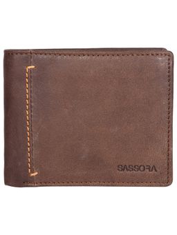 Sassora - Brown 100% Premium Leather RFID Bi-Fold Wallet