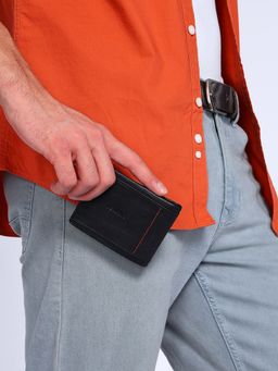 Sassora - Black Pure Leather Men RFID Slim Wallet (S)