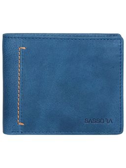 Sassora - Navy Blue 100% Genuine Leather Bi-Fold RFID Wallet