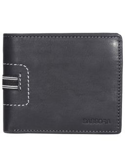 Sassora - Black 100% Genuine Leather Size Wallet (M)