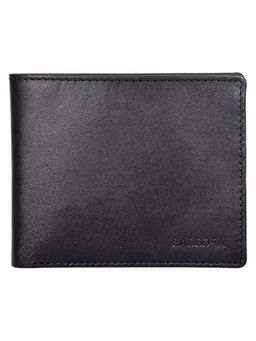 Sassora - Black Genuine Leather Black RFID Mens Wallet with 4 Card Slots (M)