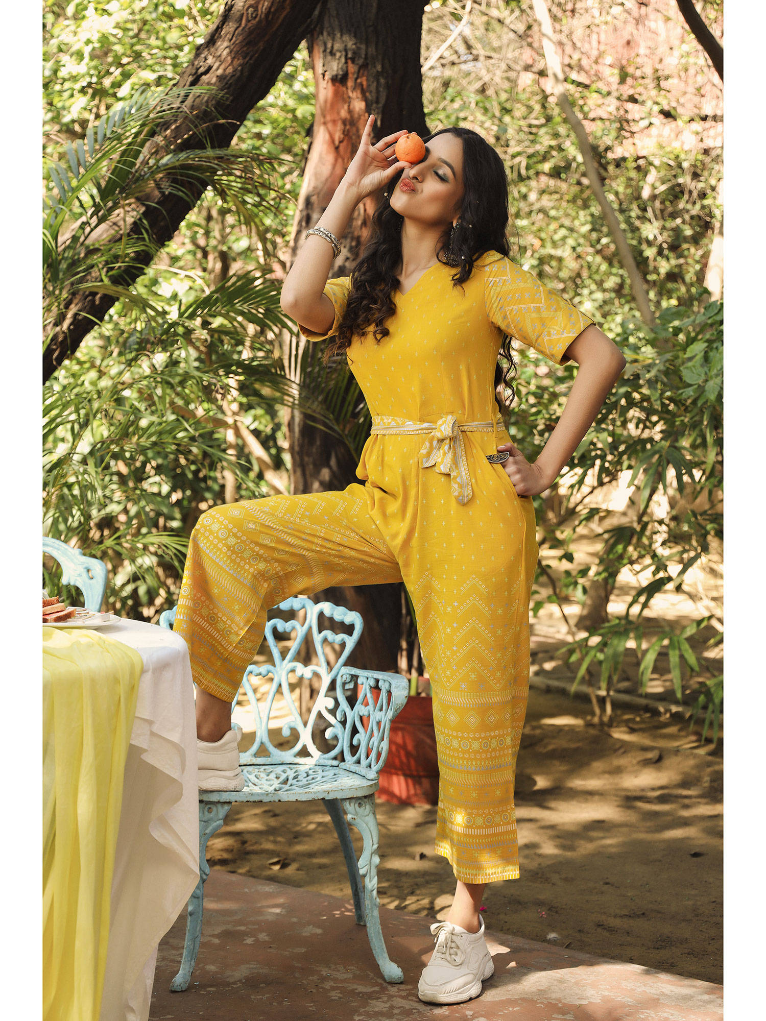 Buy Juniper Mustard Rayon Flex Printed 