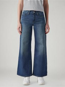 Levi's - Blue Solid/Plain Mid Waist Jeans