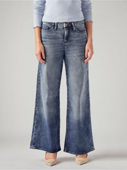 Levi's - Blue Solid/Plain Mid Waist Jeans