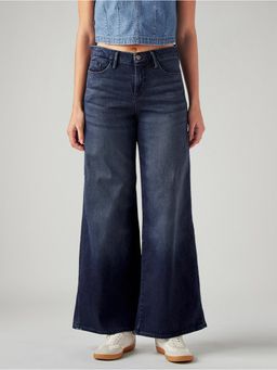 Levi's - Blue Solid/Plain Mid Waist Jeans