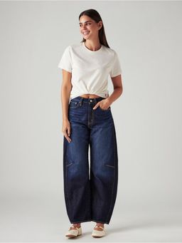 Levi's - Navy Blue Solid/Plain Mid Waist Jeans