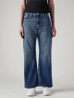 Levi's - Blue Solid/Plain Mid Waist Jeans