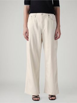 Levi's - Cream Solid/Plain High Waist Jeans