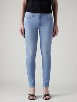 Levi's - Blue Solid/Plain Mid Waist Jeans