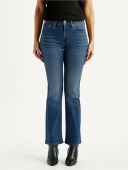 Levi's - Blue Solid/Plain Mid Waist Jeans