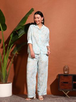 SUGERCANDY - Aqua Floral High Waist Co-ord Set