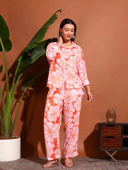 SUGERCANDY - Orange Floral High Waist Co-ord Set