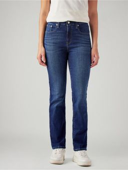 Levi's - Blue Solid/Plain High Waist Jeans