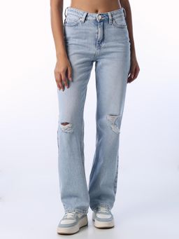ONLY - Blue Solid/Plain High Waist Jeans