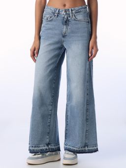 ONLY - Blue Solid/Plain Mid Waist Jeans
