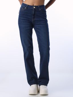 ONLY - Blue Solid/Plain Mid Waist Jeans