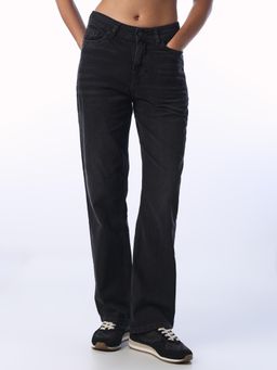 ONLY - Black Solid/Plain High Waist Jeans