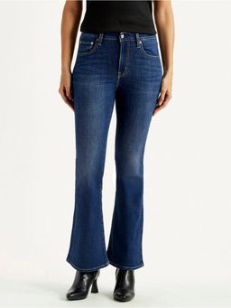 Levi's - Blue Solid/Plain Mid Waist Jeans