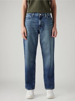 Levi's - Blue Solid/Plain Mid Waist Jeans