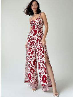 Outzidr - Red Printed Jumpsuit
