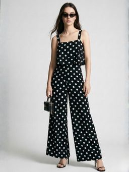 Outzidr - Black Polka Dots Jumpsuit