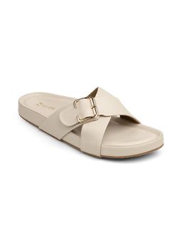 ZELION - Women Beige Stylish Sandals - Comfortable and Trendy Footwear
