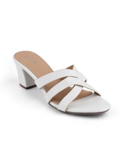 ZELION - Women Off White Stylish Block Heels - Comfortable and Trendy Footwear