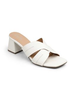 ZELION - Women White Stylish Block Heels - Comfortable and Trendy Footwear