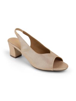 ZELION - Women Beige Stylish Block Heels - Comfortable and Trendy Footwear