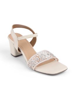 ZELION - Women Beige Stylish Block Heels - Comfortable and Trendy Footwear