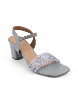 ZELION - Women Grey Stylish Block Heels - Comfortable and Trendy Footwear