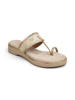 ZELION - Women Gold Stylish Sandals - Comfortable and Trendy Footwear