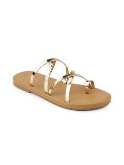 ZELION - Women Gold Stylish Flats - Comfortable and Trendy Footwear