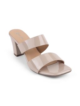 ZELION - Women Beige Stylish Block Heels - Comfortable and Trendy Footwear