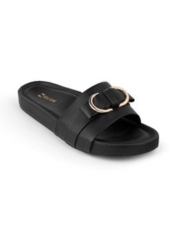 ZELION - Women Black Stylish Sandals - Comfortable and Trendy Footwear