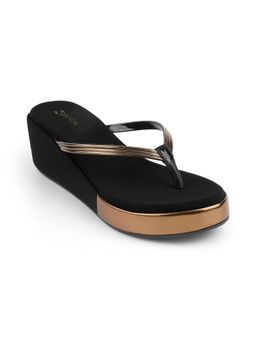 ZELION - Women Gold Stylish Wedges Heels - Comfortable and Trendy Footwear
